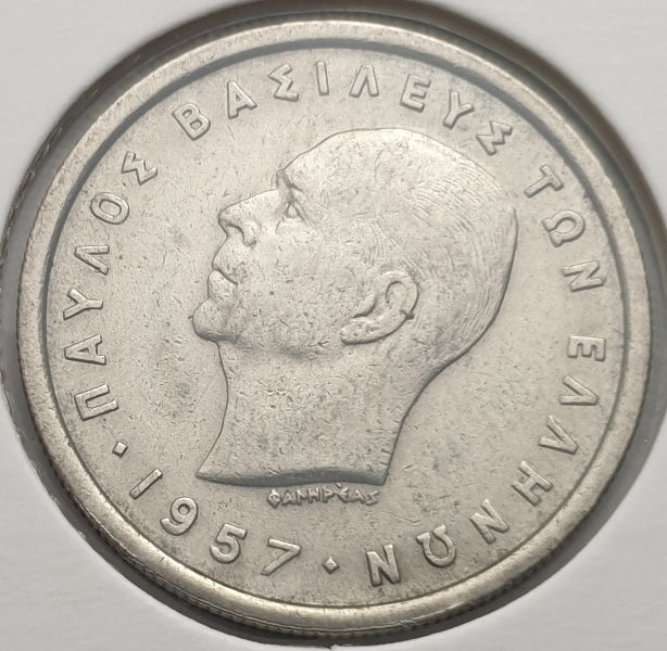 Greece - 2 Drachmas 1957, Paul I, UNC