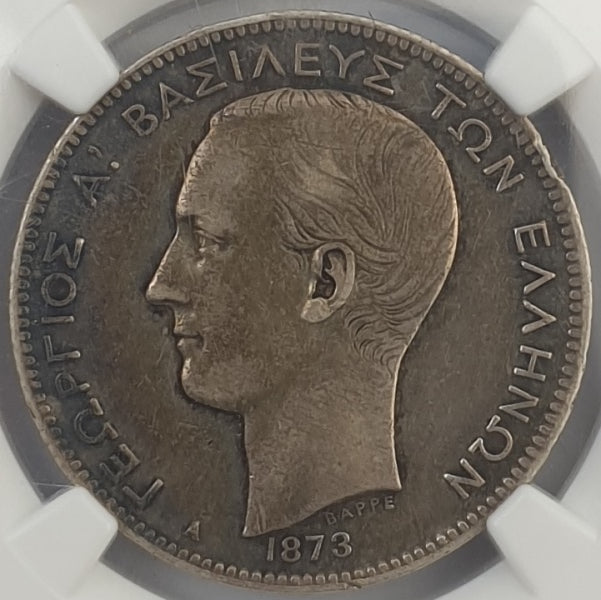 Greece - 2 Drachmas 1873A (XF 40), George I, Silver