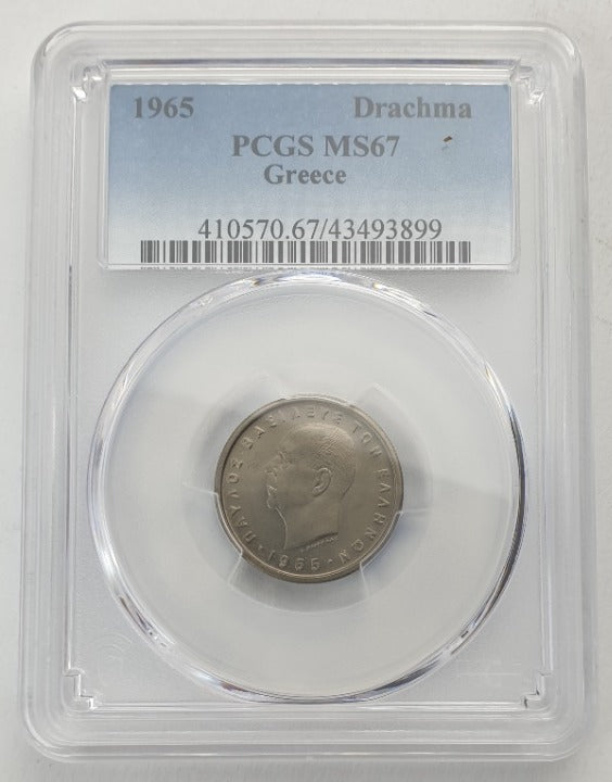 Greece - 1 Drachma 1965 (MS 67), Paul I