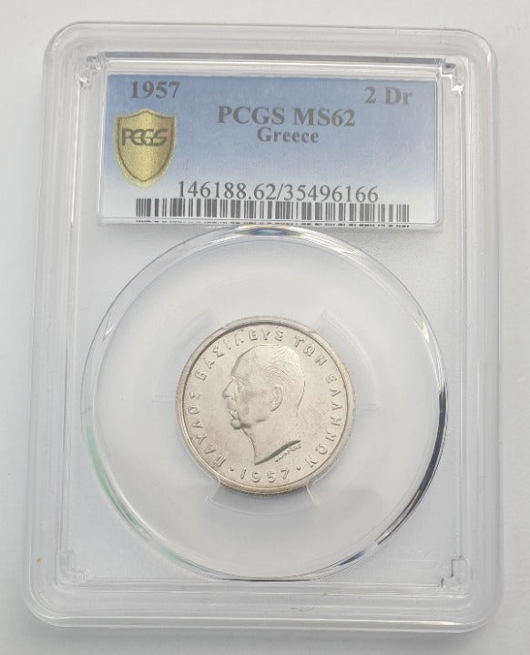 Greece - 2 Drachmas 1957 (MS 62), Paul I