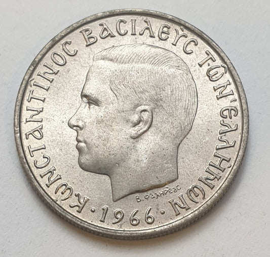 Greece - 2 Drachmas 1966, Constantine II, UNC