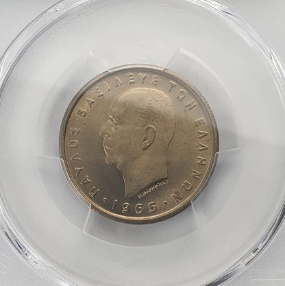 Greece - 2 Drachmas 1965 (MS 67), Paul I