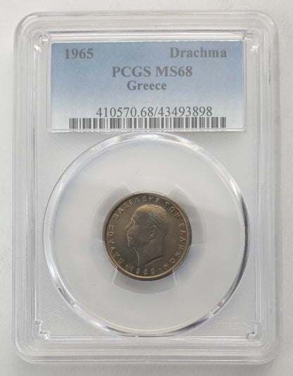 Greece - 1 Drachma 1965 (MS 68), Paul I