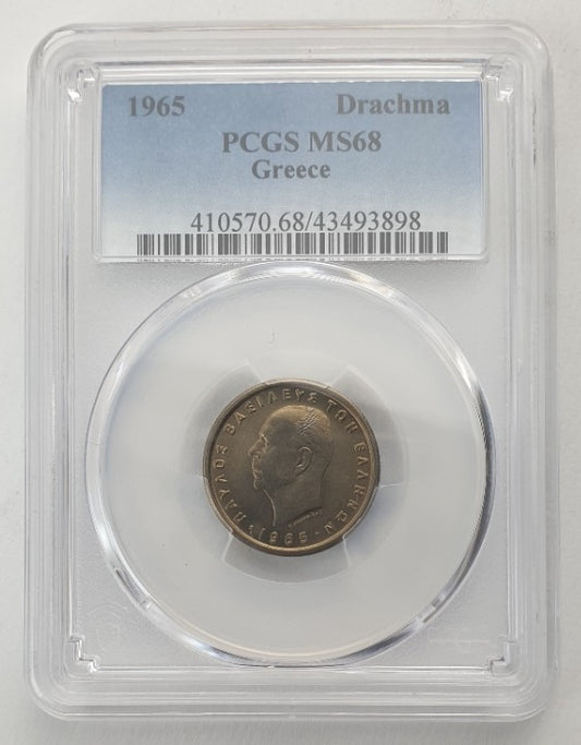 Greece - 1 Drachma 1965 (MS 68), Paul I