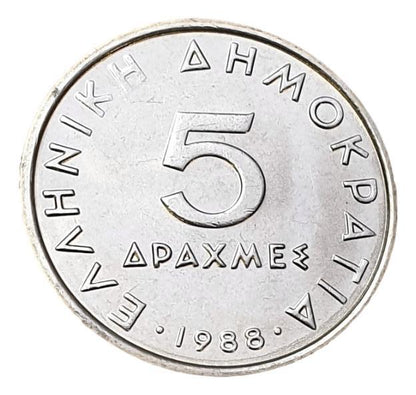 Greece - 5 Drachmas 1988, UNC