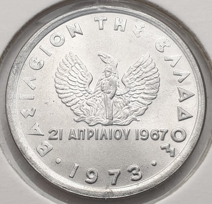 Greece - 10 Lepta 1973 A, Constantine II, UNC