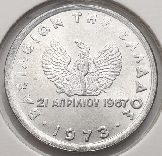 Greece - 10 Lepta 1973 A, Constantine II, UNC