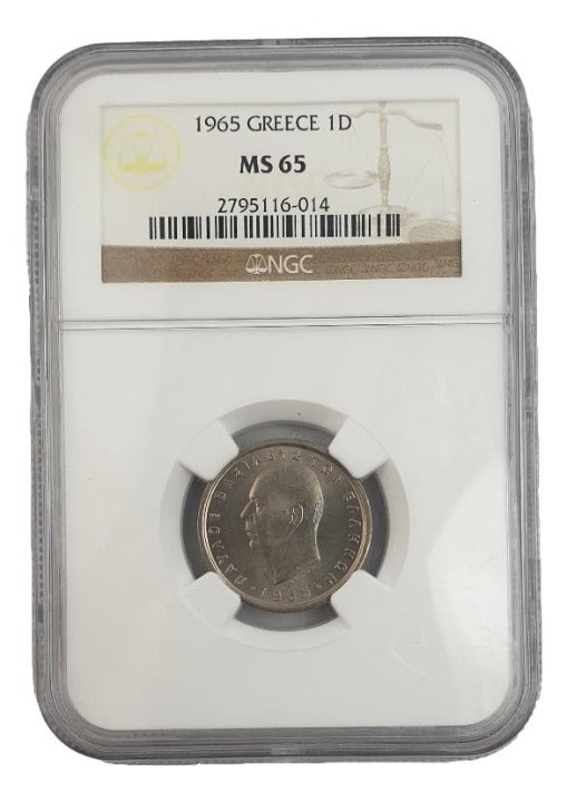 Greece - 1 Drachma 1965 (MS 65), Paul I