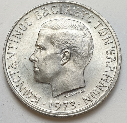 Greece - 5 Drachmas 1973 A, Constantine II, UNC