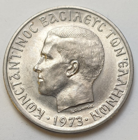 Greece - 10 Drachmas 1973 A, Constantine II, UNC