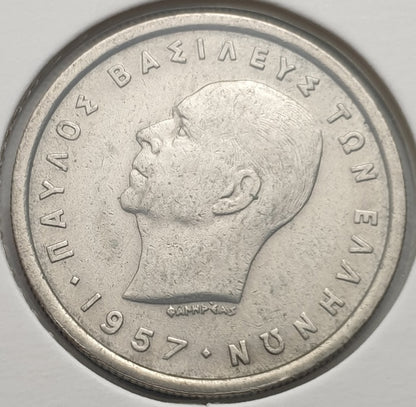 Greece - 2 Drachmas 1957, Paul I, UNC
