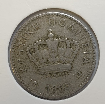 Greece - 10 Lepta 1900, Crete (Πλάγια Ανατροπή)
