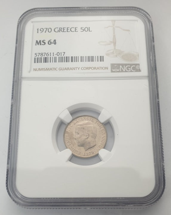 Greece - 50 Lepta 1970 (MS 64), Constantine II