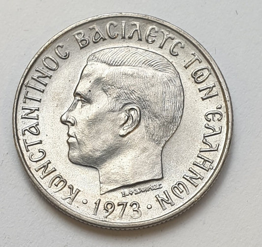 Greece - 1 Drachma 1973 A, Constantine II, UNC