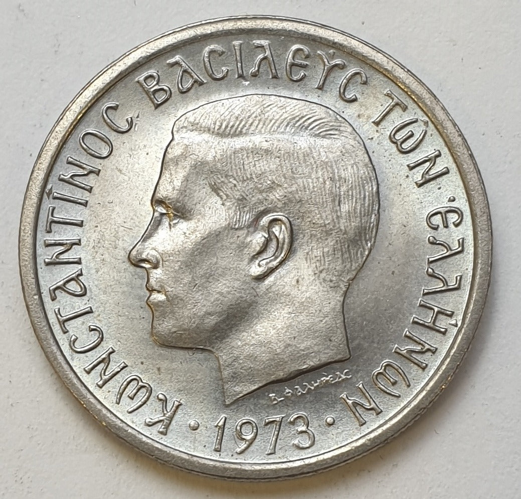 Greece - 2 Drachmas 1973 A, Constantine II, UNC