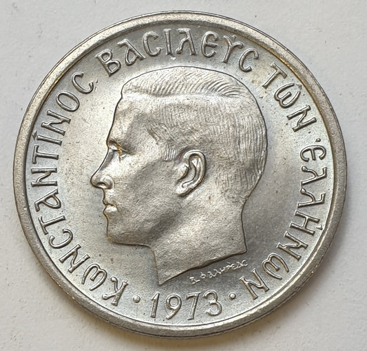 Greece - 2 Drachmas 1973 A, Constantine II, UNC