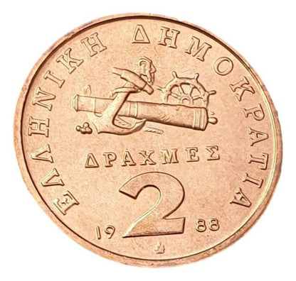 Greece - 2 Drachmas 1988, UNC