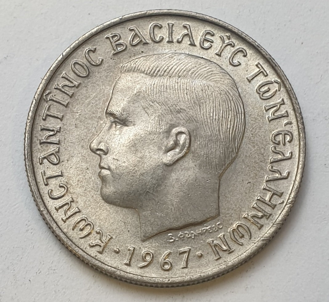 Greece - 2 Drachmas 1967, Constantine II, UNC