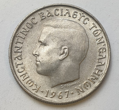 Greece - 2 Drachmas 1967, Constantine II, UNC