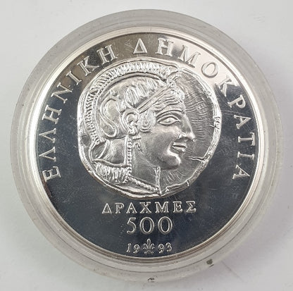 Greece - 500 Drachmas 1993, 2500th Anniversary of Democracy, Silver