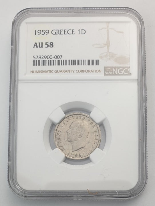 Greece - 1 Drachma 1959 (AU 58), Paul I