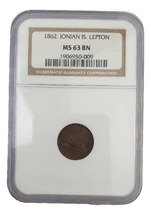 Greece - 1 Lepton 1862 (MS 63 BN), William IV / Victoria, Ionian Islands