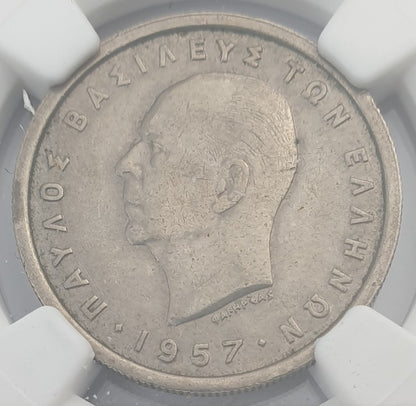 Greece - 2 Drachmas 1957 (AU 55), Paul I