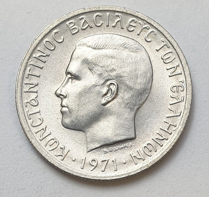 Greece - 50 Lepta 1971, Constantine II, UNC