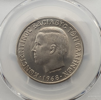 Greece - 10 Drachmas 1968 (MS 66), Constantine II