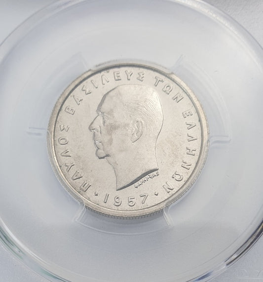 Greece - 2 Drachmas 1957 (MS 62), Paul I