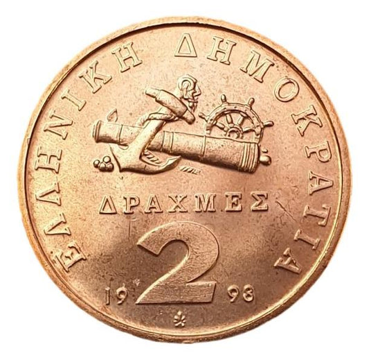 Greece - 2 Drachmas 1998, UNC