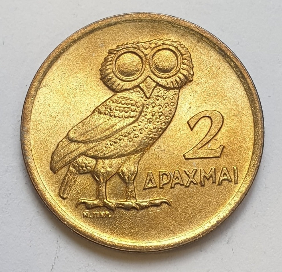 Greece - 2 Drachmas 1973 B, Constantine II, UNC